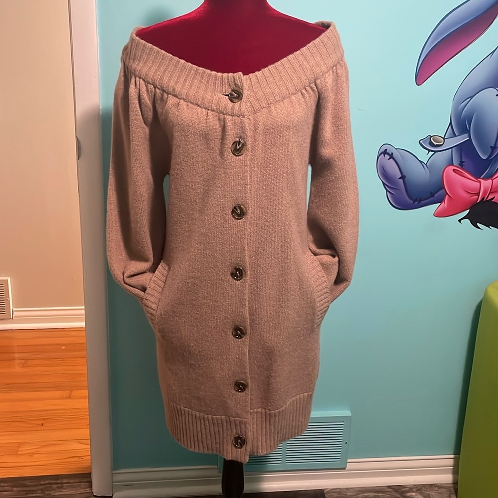 Wide Neck Long Sweater Dress